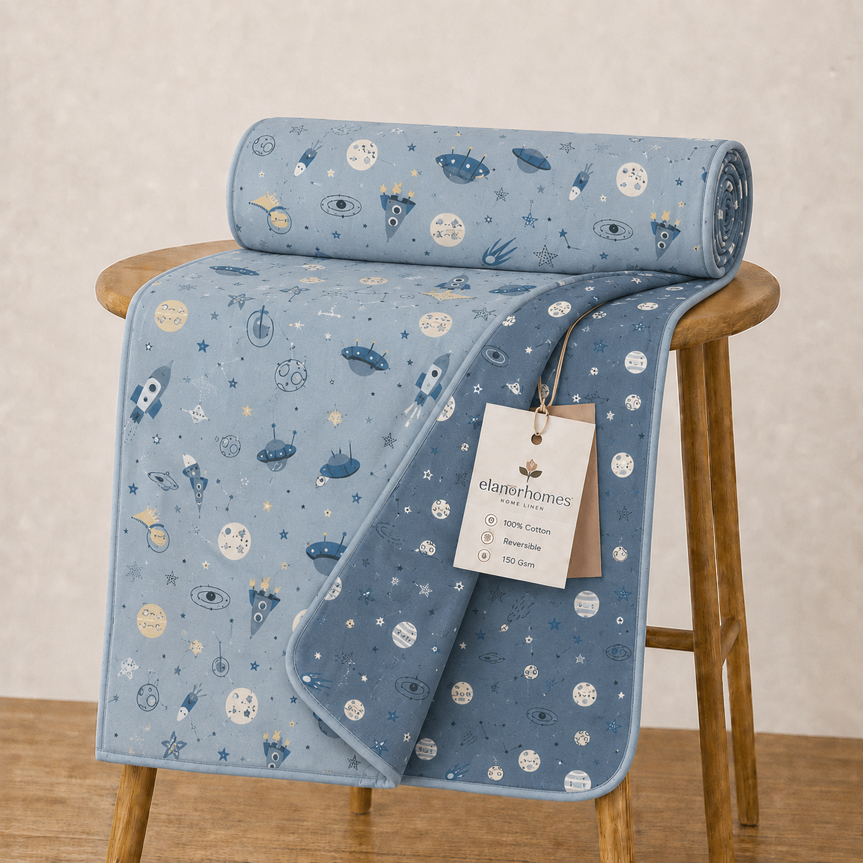 Hand Block Printed Neela Antariksh Cotton Dohar | 60x90 Lightweight Quilt