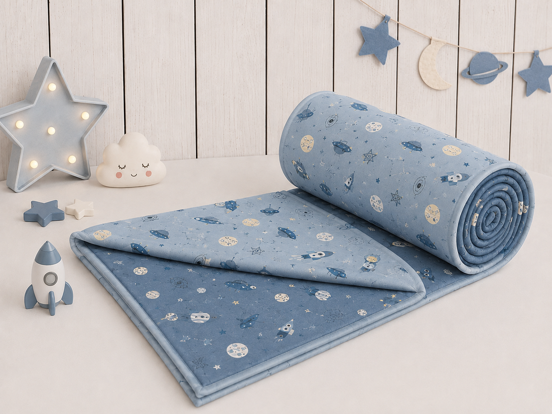 Hand Block Printed Neela Antariksh Cotton Dohar | 60x90 Lightweight Quilt