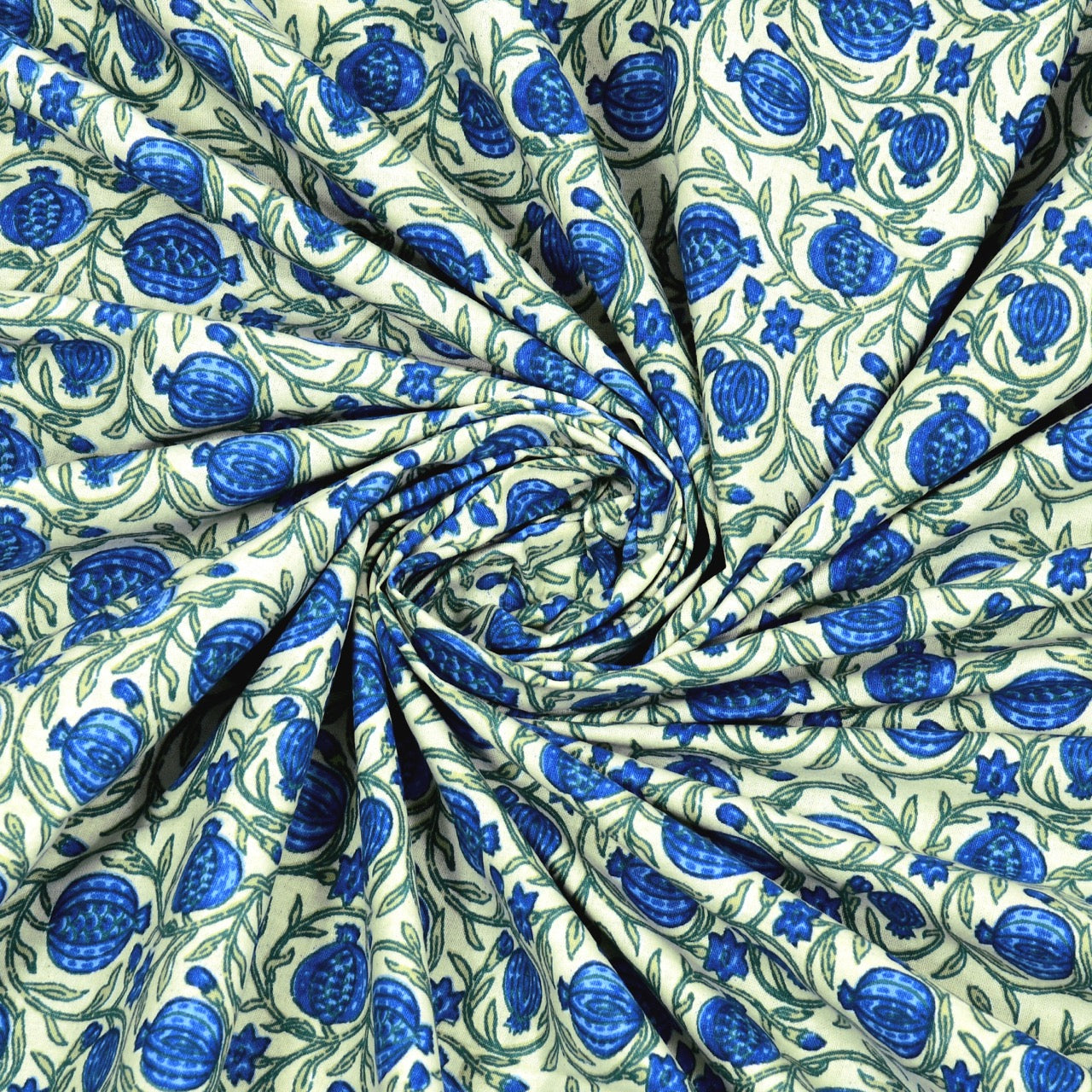 Neela Buta Hand Block Printed Cotton King Bedsheet Set | 90x108 | 240 TC