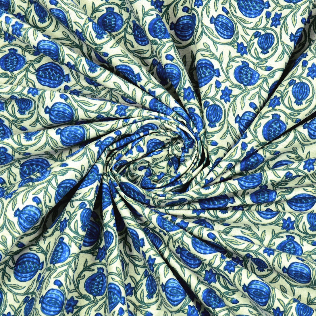 Neela Buta Hand Block Printed Cotton King Bedsheet Set | 90x108 | 240 TC