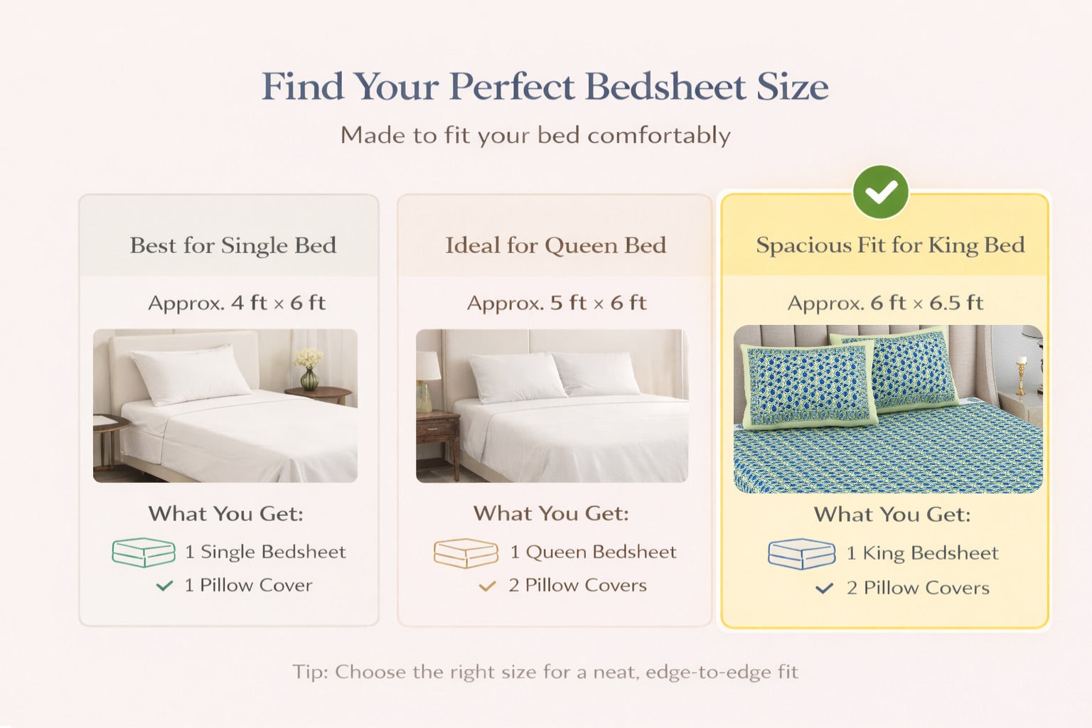 Neela Buta Hand Block Printed Cotton King Bedsheet Set | 90x108 | 240 TC
