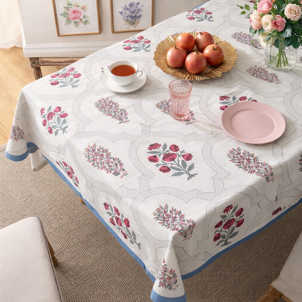 red hand block printed cotton table cover 6 seater 60x90 inches