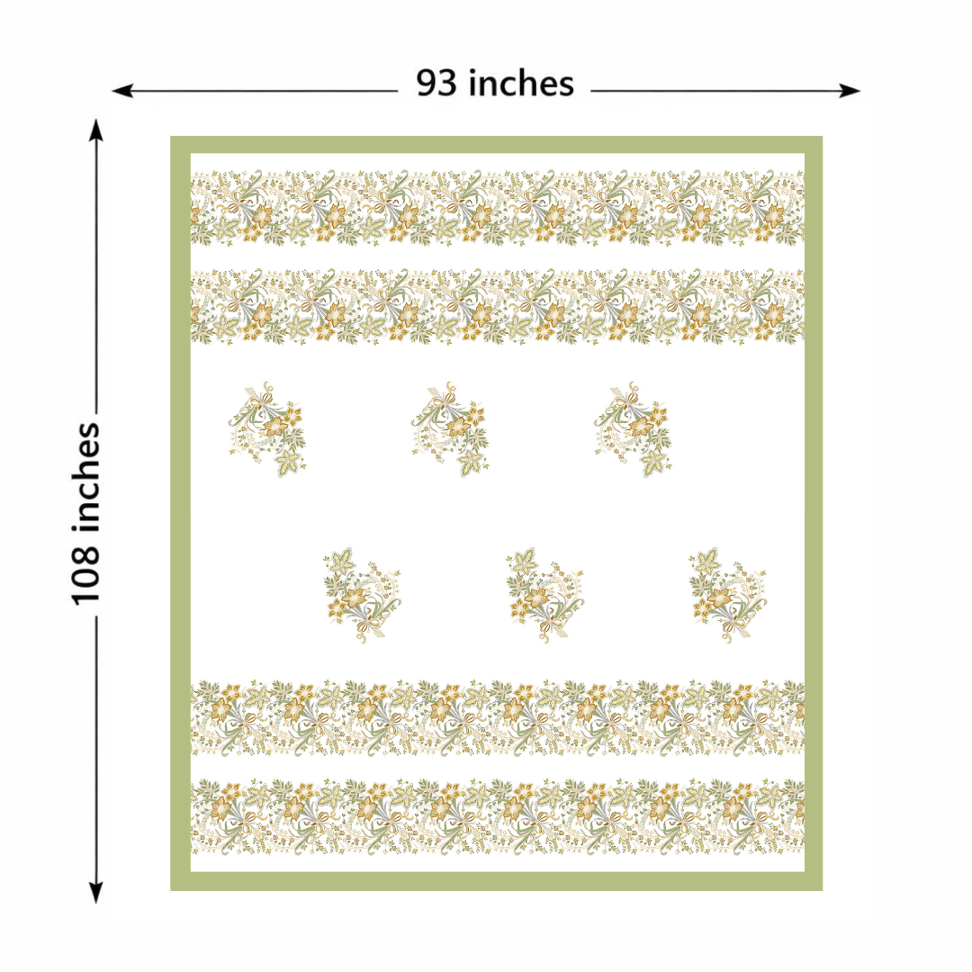 Olive Grace Hand Block Printed Cotton King Bedsheet Set | 90x108 | 240 TC