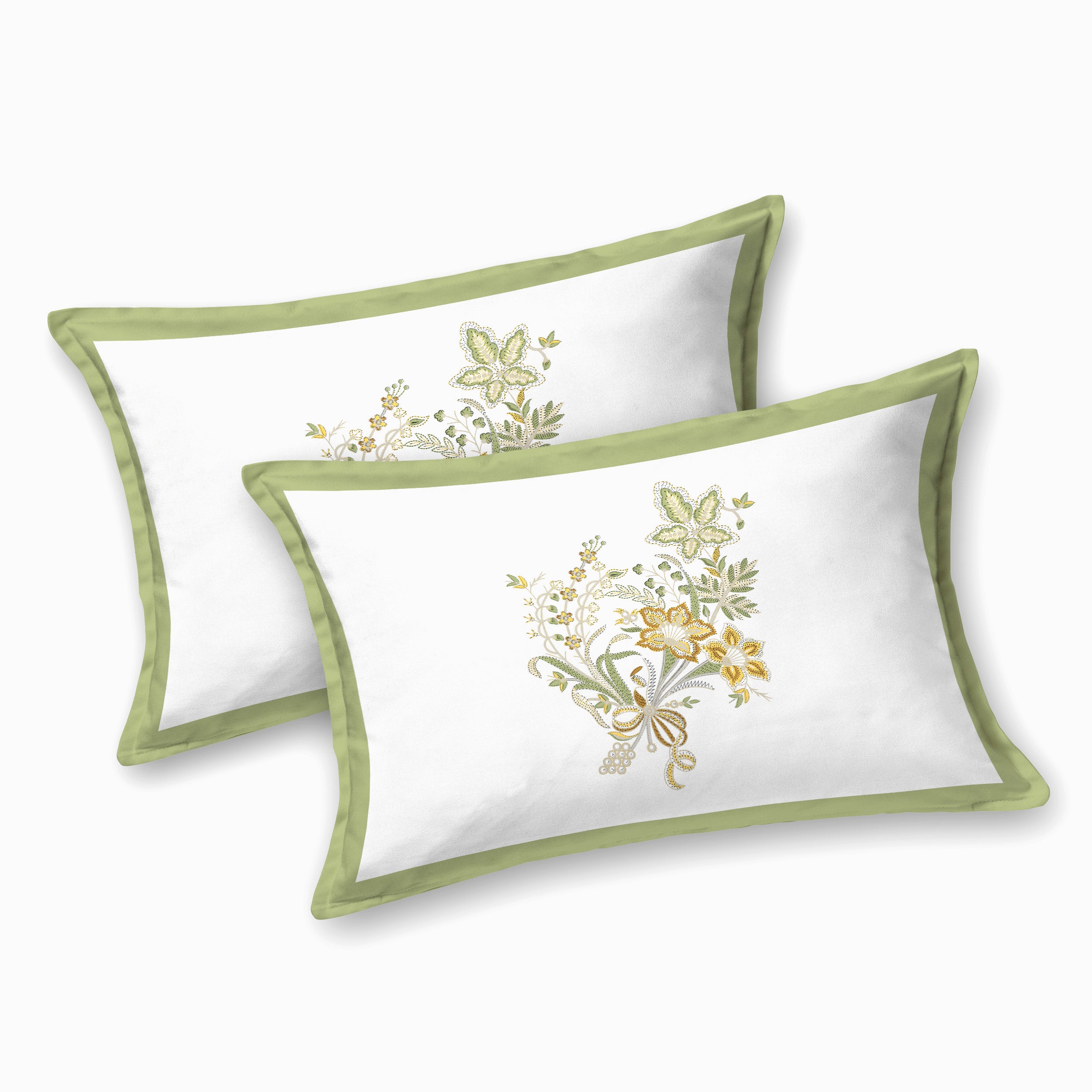 Olive Grace Hand Block Printed Cotton King Bedsheet Set | 90x108 | 240 TC