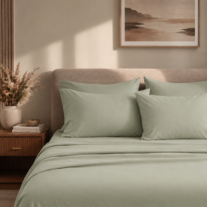 Olive Luxe 400 TC Pure Cotton King Size Bedsheet with 2 Pillow Covers