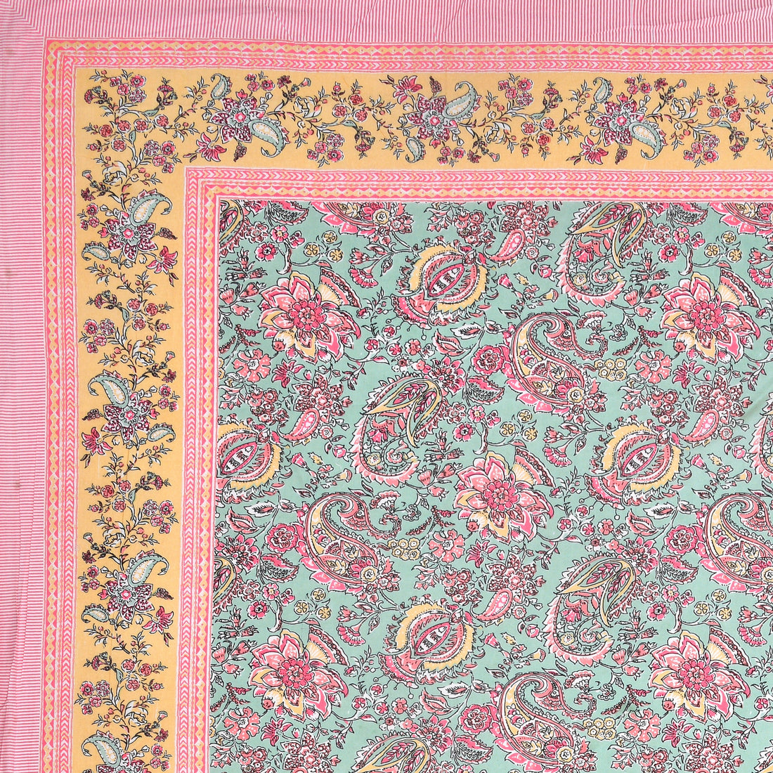 Petal Symphony Hand Block Printed Cotton King Bedsheet Set | 90×108 | 240 TC