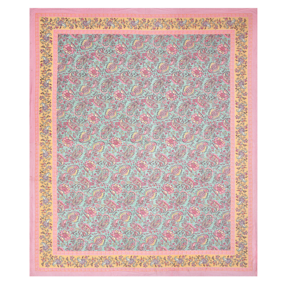 Petal Symphony Hand Block Printed Cotton King Bedsheet Set | 90×108 | 240 TC