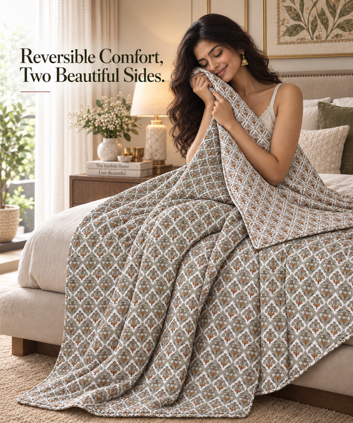 Hand Block Printed Palace Bloom Cotton Dohar | 60x90 Lightweight Quilt