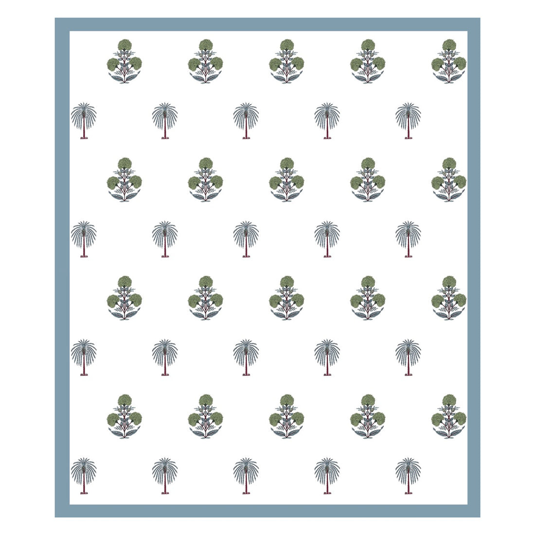 Palm Heaven Hand Block Printed Cotton King Bedsheet Set | 90x108 | 240 TC