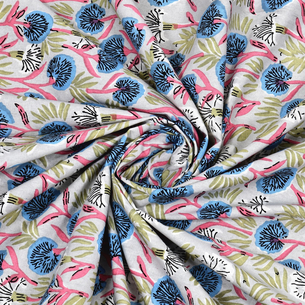 Petal Bloom Hand Block Printed Cotton King Bedsheet Set | 90x108 | 240 TC
