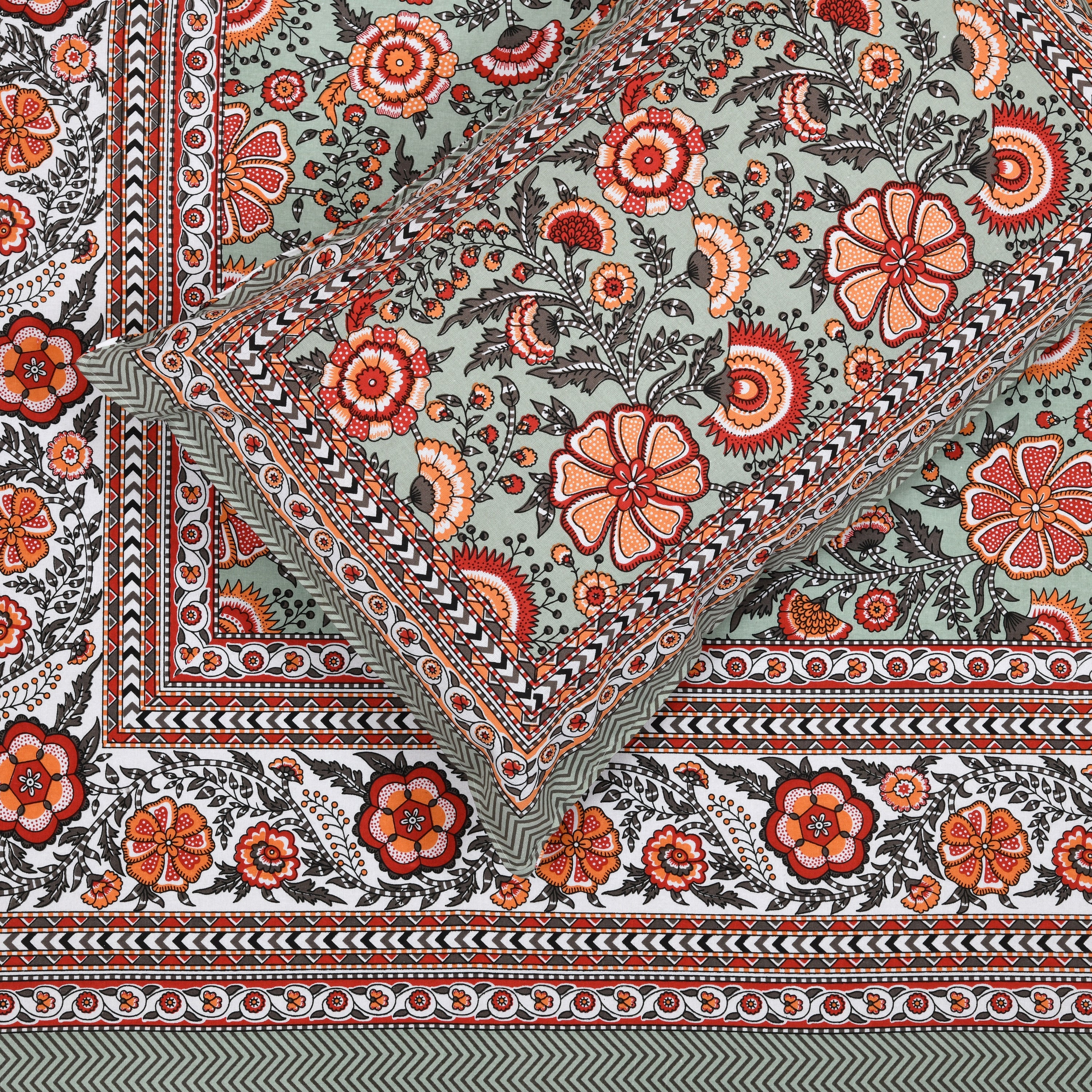 Fulwari Hand Block Printed Cotton Single Bedsheet | 60x90 inches