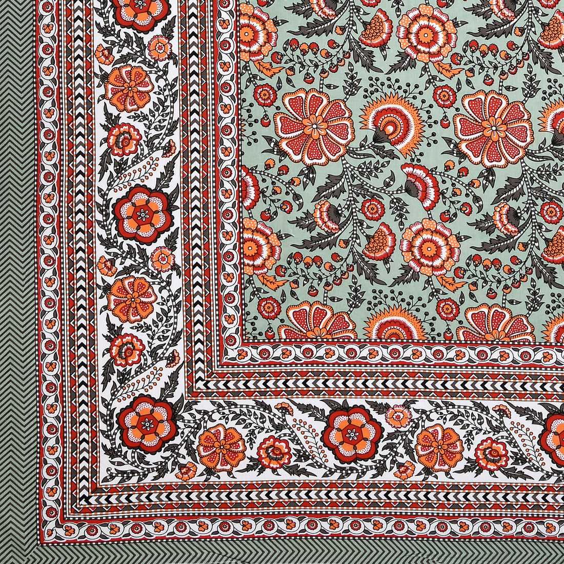 Fulwari Hand Block Printed Cotton Single Bedsheet | 60x90 inches