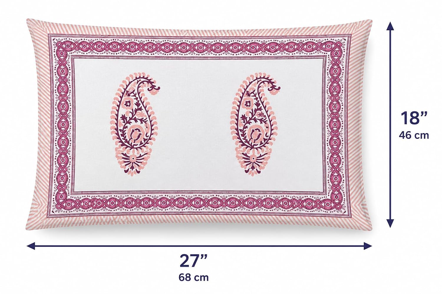 Pink Paisley Glow Cotton Pillow Cover Set of 2 (17x28 in)