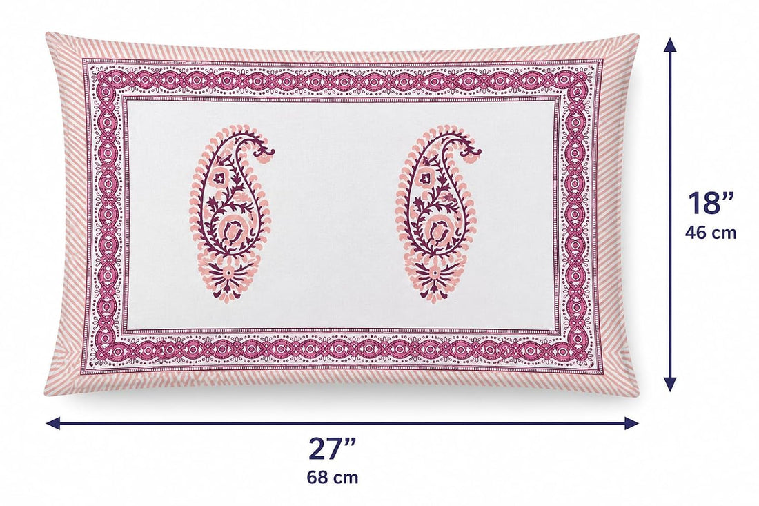 Pink Paisley Glow Cotton Pillow Cover Set of 2 (17x28 in)