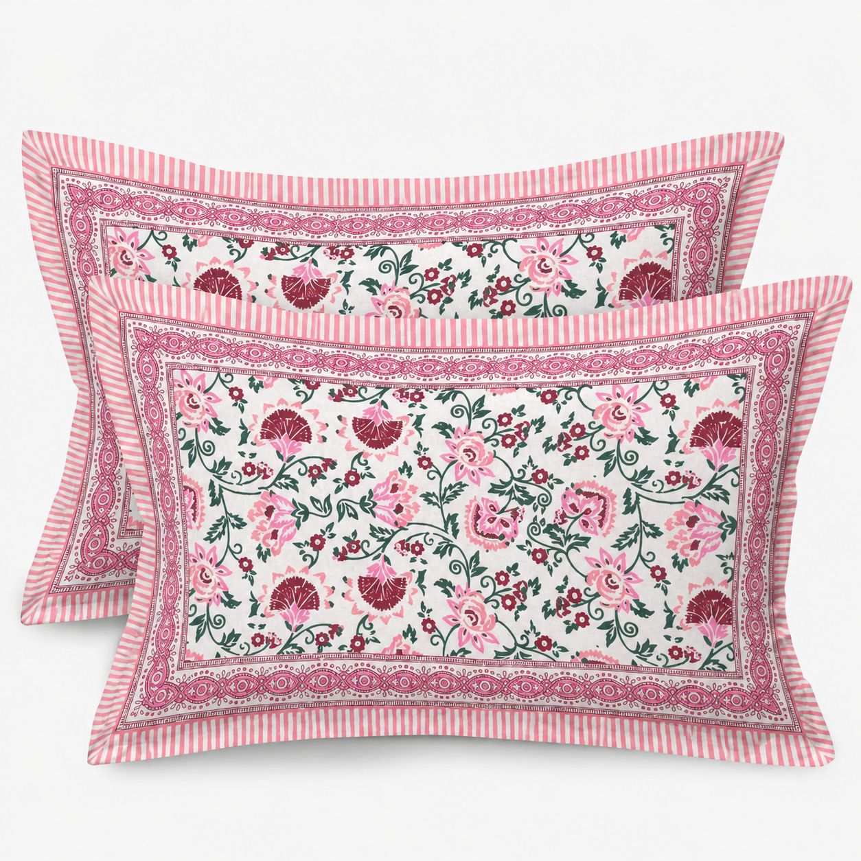 Pink Shalimar Glow Cotton Pillow Cover Set of 2 (17x28 in)