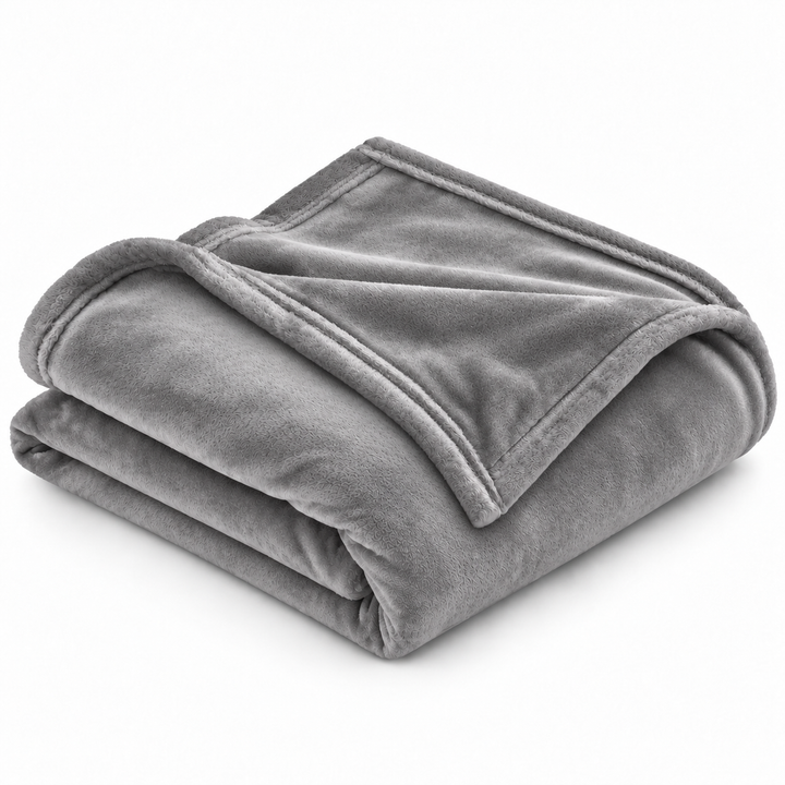 Midnight Grey Embrace Flannel Solid Single Blanket, 220 Gsm, Warm Embrace