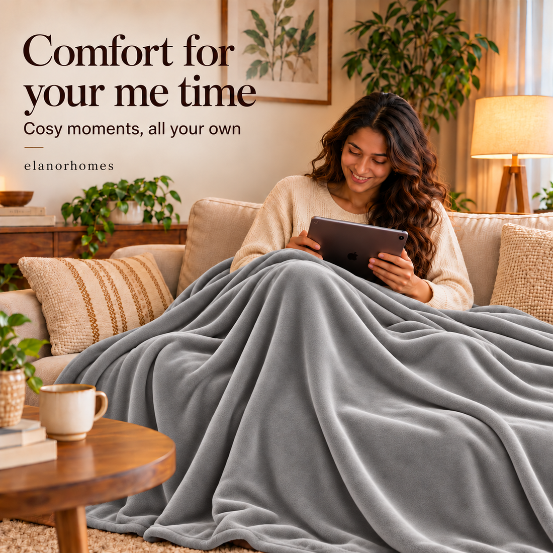 Midnight Grey Embrace Flannel Solid Single Blanket, 220 Gsm, Warm Embrace