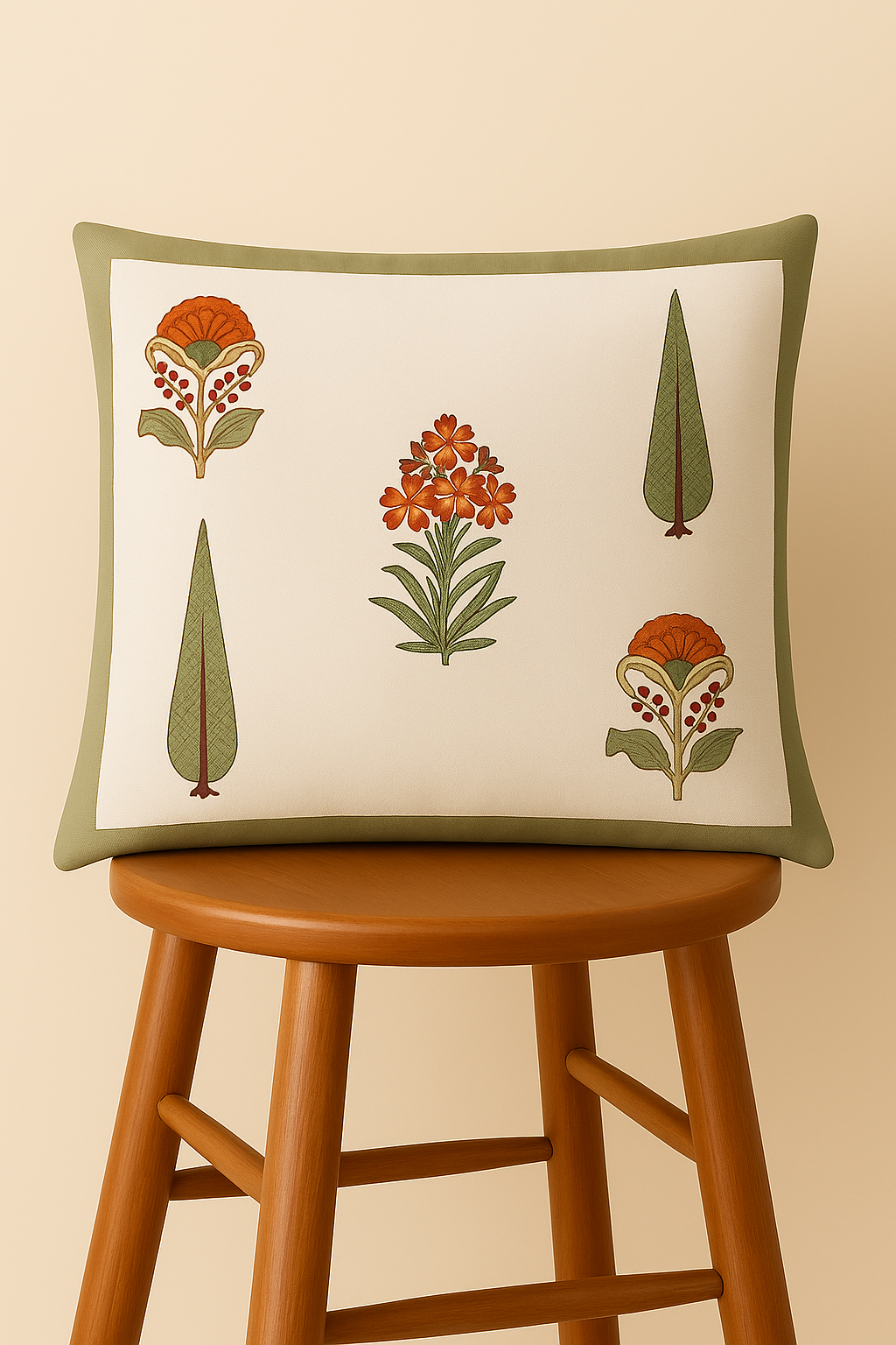 Rose Bloom Cushion Covers 16x16 Inches Pack of 5 | Jaipuri Hand Block Print Cotton Pillow Covers | Soft 300 TC Decorative Throw Cushion Cover Set