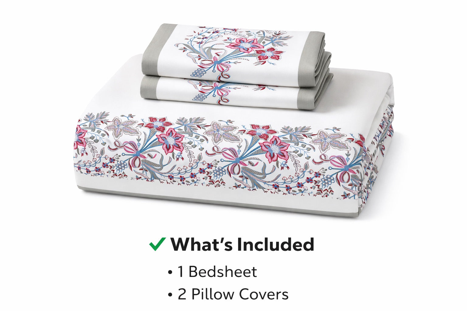 Rose Heritage Hand Block Printed Cotton King Bedsheet Set | 90x108 | 240 TC