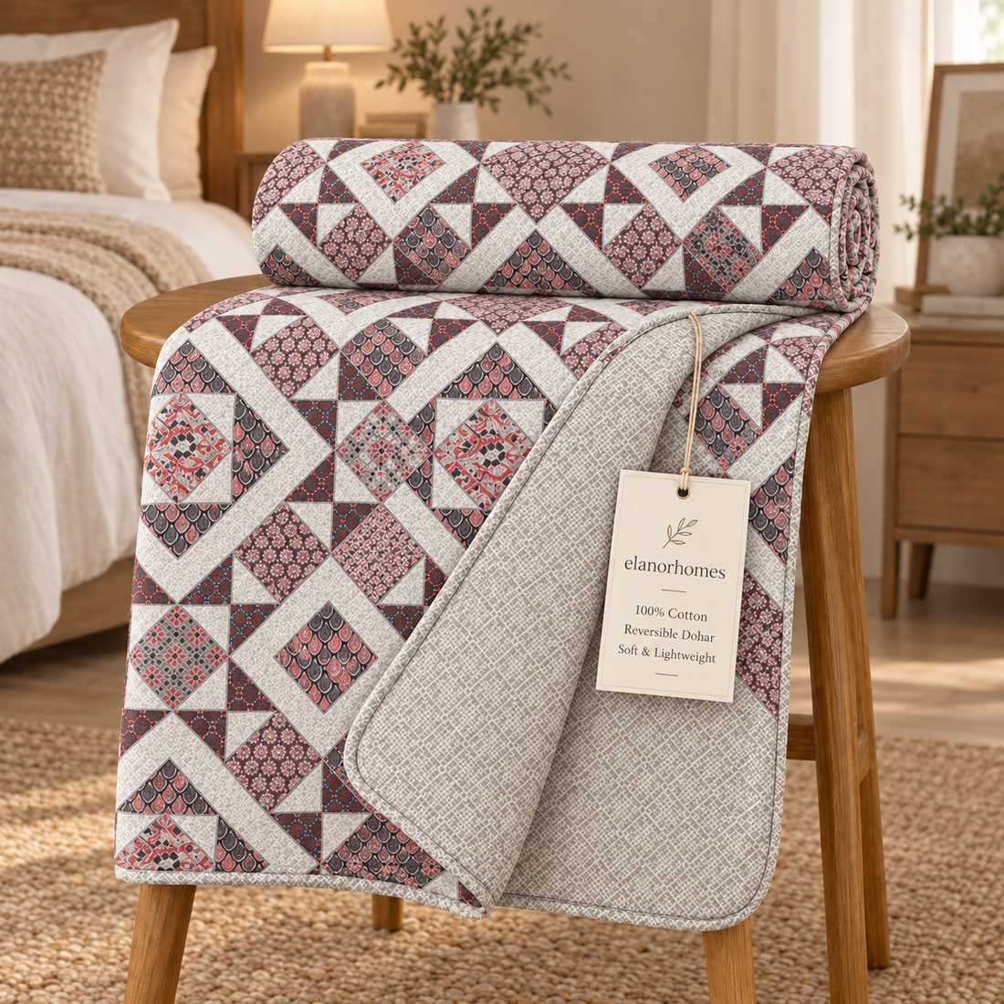 Hand Block Printed Royal Tikat Cotton Dohar | 60x90 Lightweight Quilt