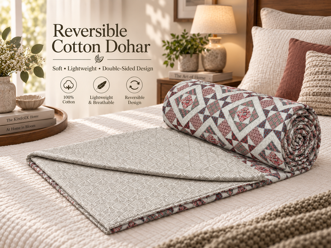 Hand Block Printed Royal Tikat Cotton Dohar | 60x90 Lightweight Quilt