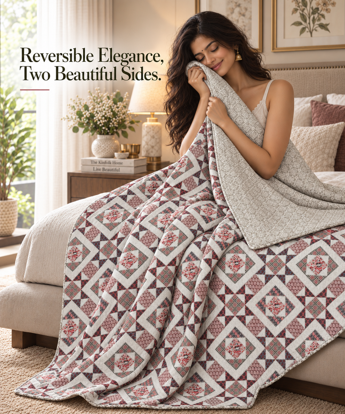 Hand Block Printed Royal Tikat Cotton Dohar | 60x90 Lightweight Quilt
