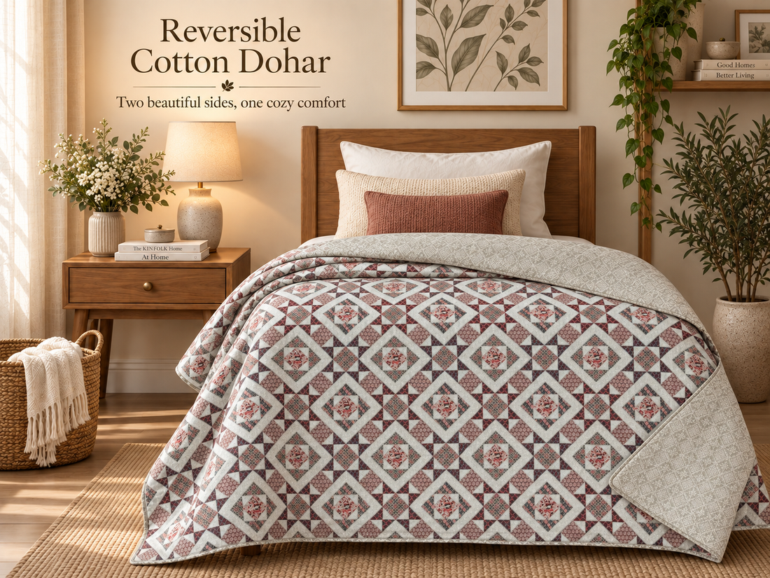 Hand Block Printed Royal Tikat Cotton Dohar | 60x90 Lightweight Quilt