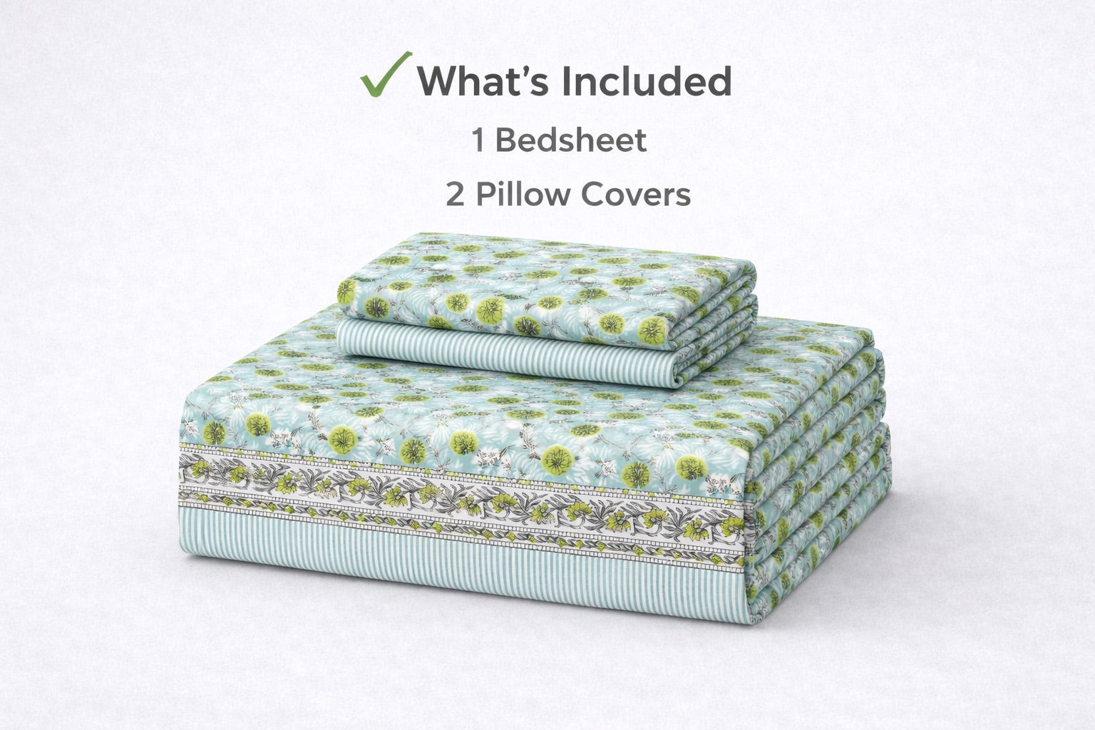 Royal Bloom Hand Block Printed Cotton King Bedsheet Set | 90x108 | 240 TC