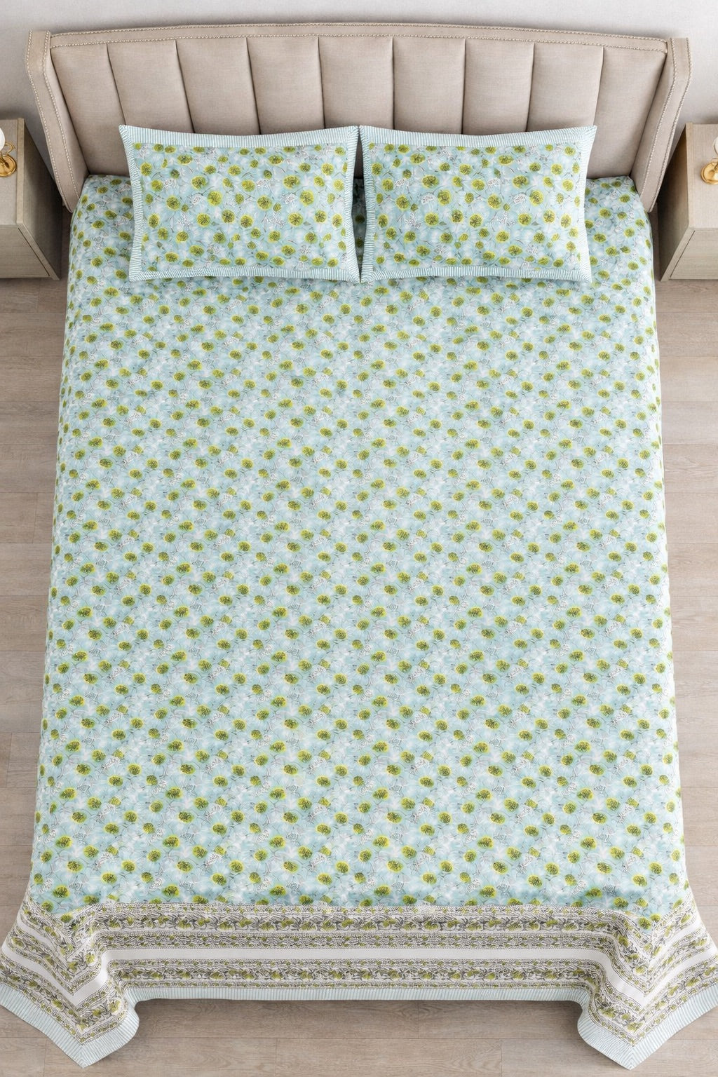 Royal Bloom Hand Block Printed Cotton King Bedsheet Set | 90x108 | 240 TC