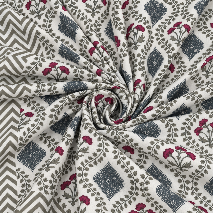 Saanjh Bagh Hand Block Printed Cotton Super King Bedsheet Set | 108×108 | 240 TC