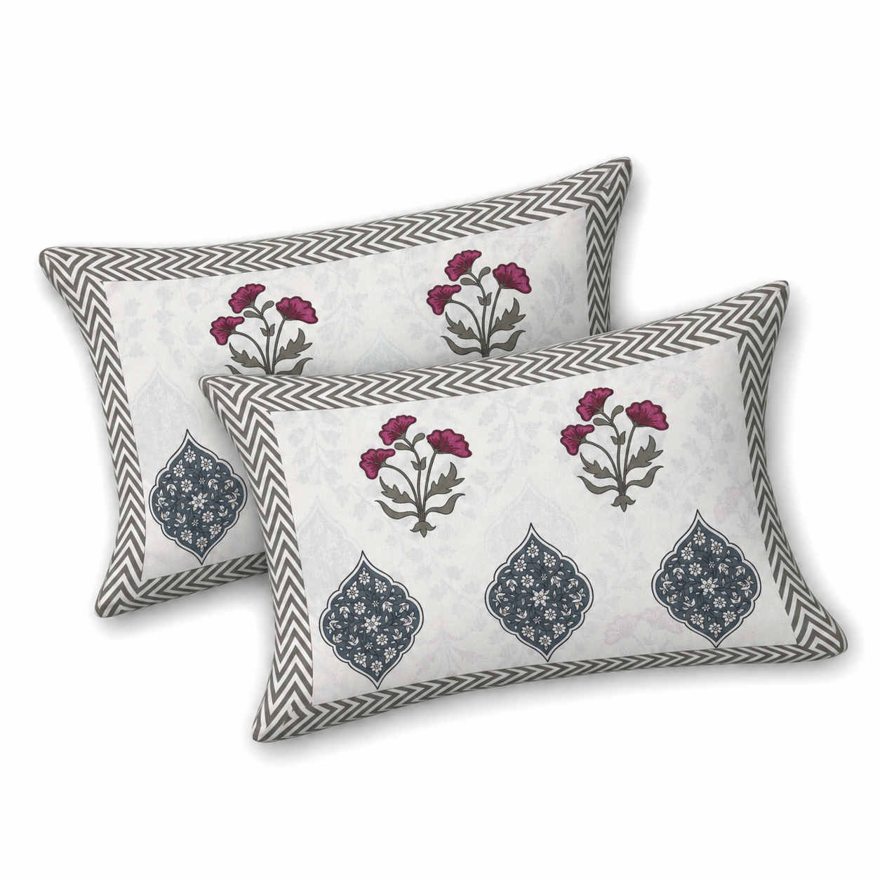 Saanjh Bagh Hand Block Printed Cotton Super King Bedsheet Set | 108×108 | 240 TC