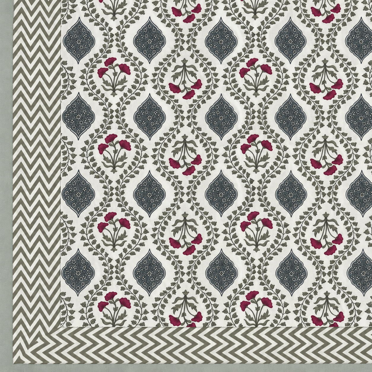 Saanjh Bagh Hand Block Printed Cotton Super King Bedsheet Set | 108×108 | 240 TC