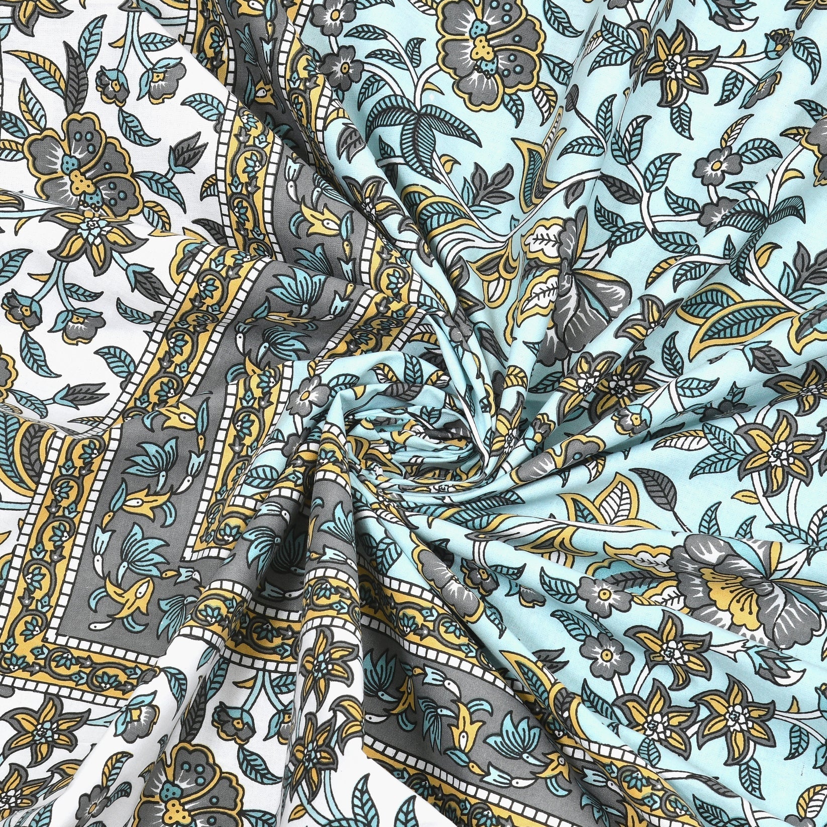 Seashell Hand Block Printed Cotton Single Bedsheet | 60x90 inches