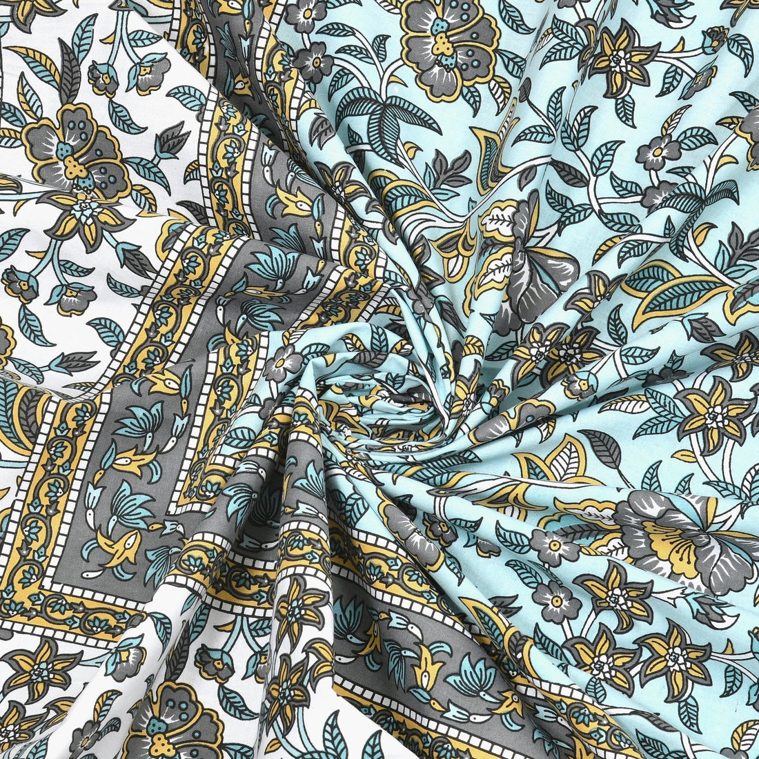 Seashell Hand Block Printed Cotton Single Bedsheet | 60x90 inches