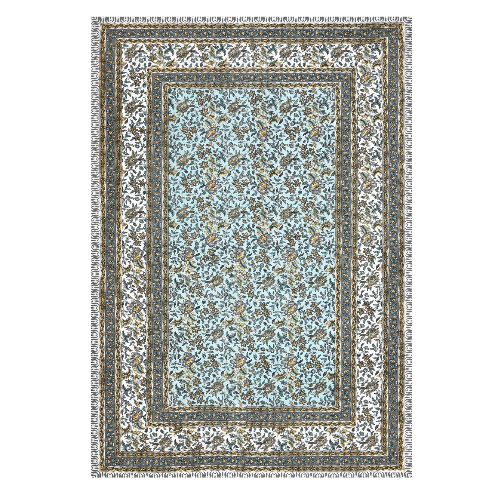 Seashell Hand Block Printed Cotton Single Bedsheet | 60x90 inches