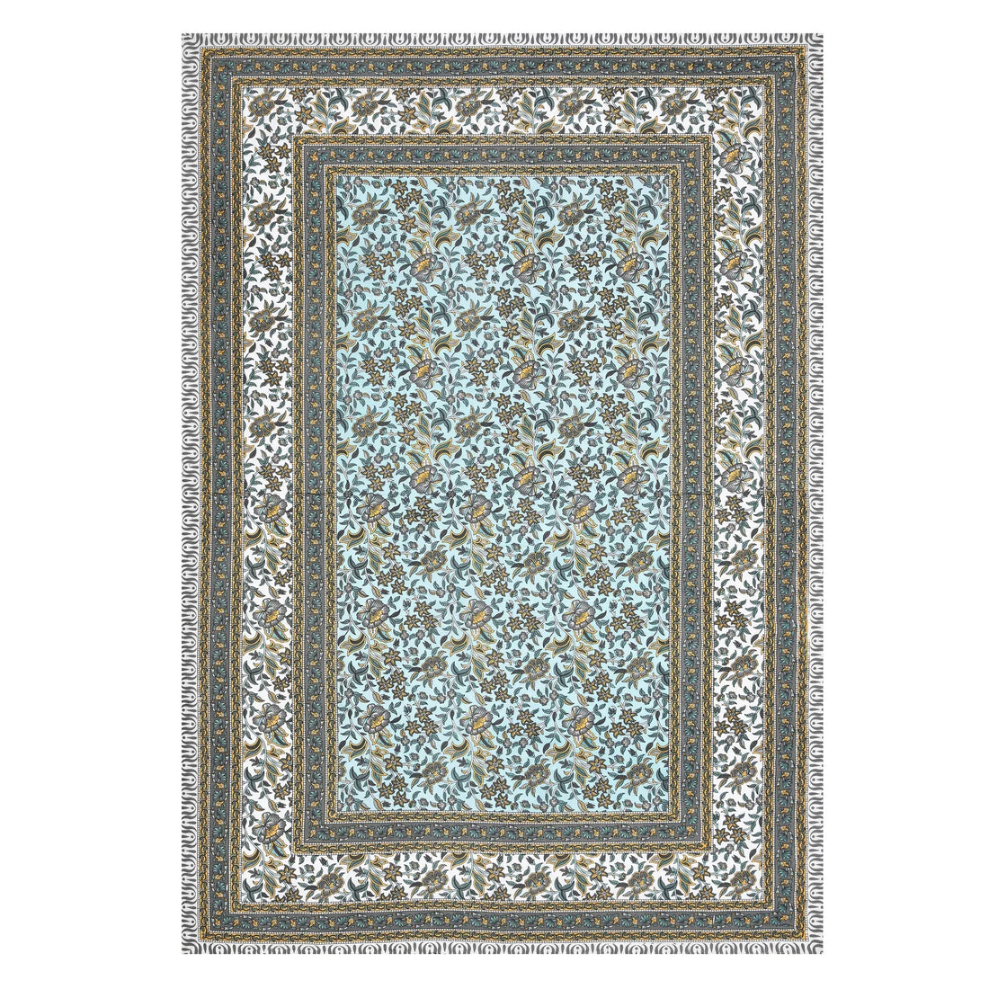 Seashell Hand Block Printed Cotton Single Bedsheet | 60x90 inches