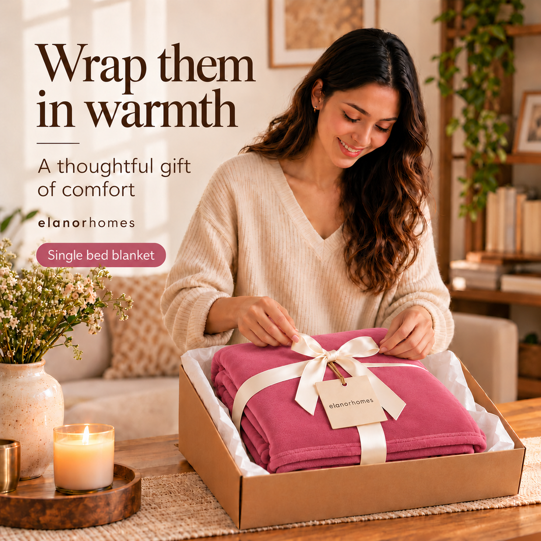 Blush Warm Embrace Flannel Solid Single Blanket, 220 Gsm, Warm Embrace