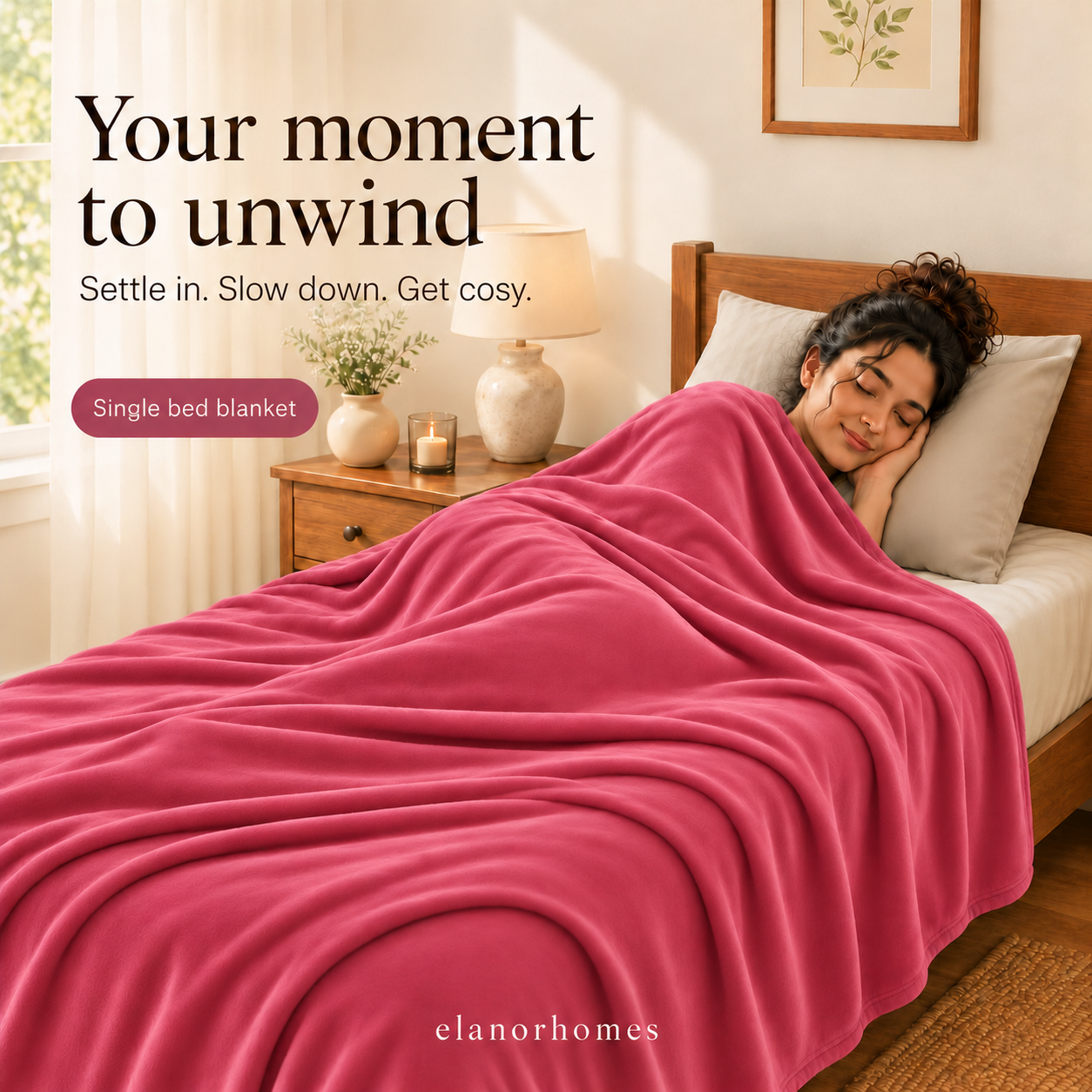 Blush Warm Embrace Flannel Solid Single Blanket, 220 Gsm, Warm Embrace