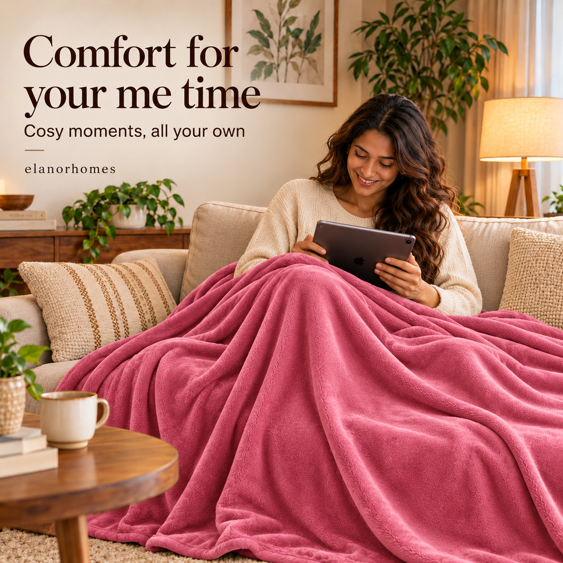 Blush Warm Embrace Flannel Solid Single Blanket, 220 Gsm, Warm Embrace