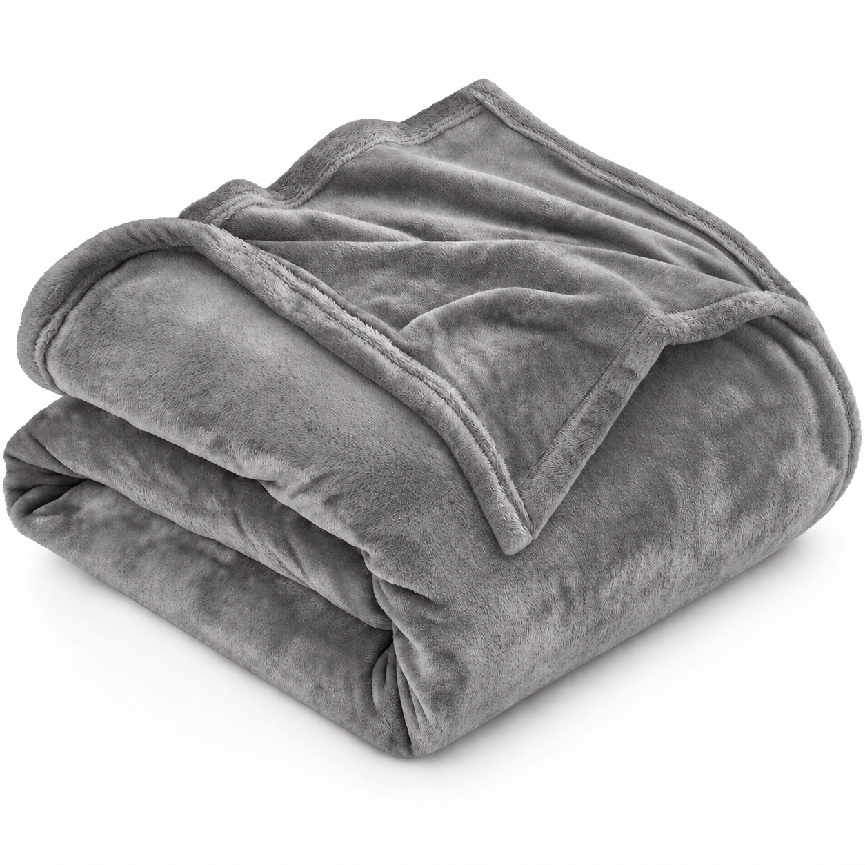 Midnight Grey Warm Embrace Flannel Solid Double Blanket, 220 Gsm, Warm Embrace