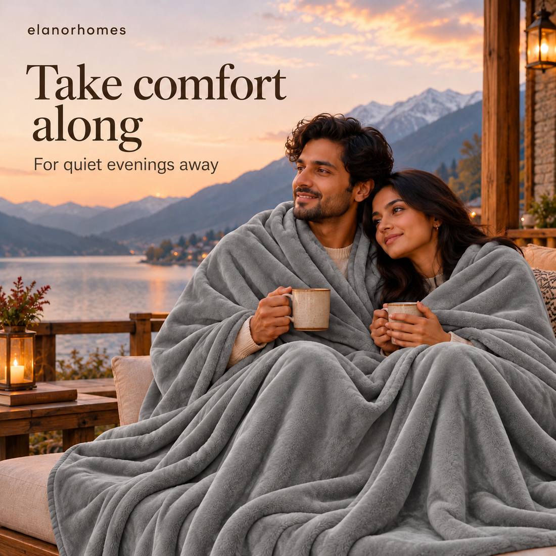 Midnight Grey Warm Embrace Flannel Solid Double Blanket, 220 Gsm, Warm Embrace