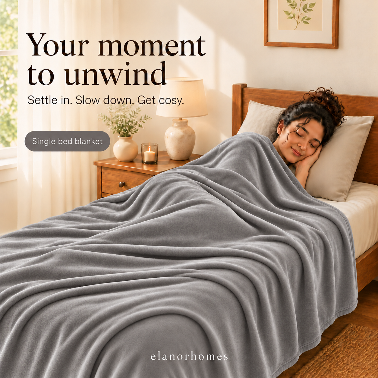Midnight Grey Embrace Flannel Solid Single Blanket, 220 Gsm, Warm Embrace