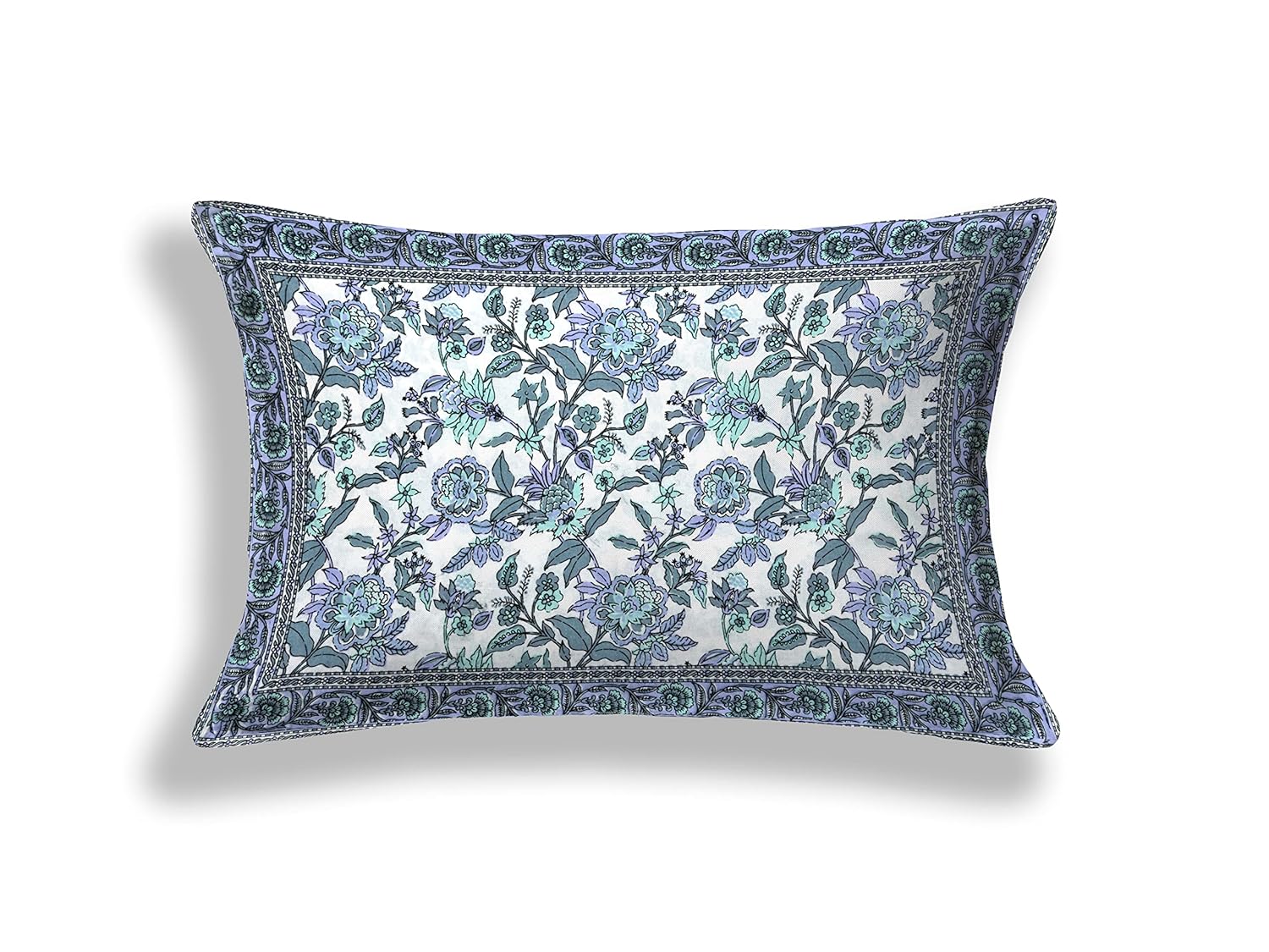 Azure Bloom Hand Block Printed Cotton Single Bedsheet | 60x90 inches