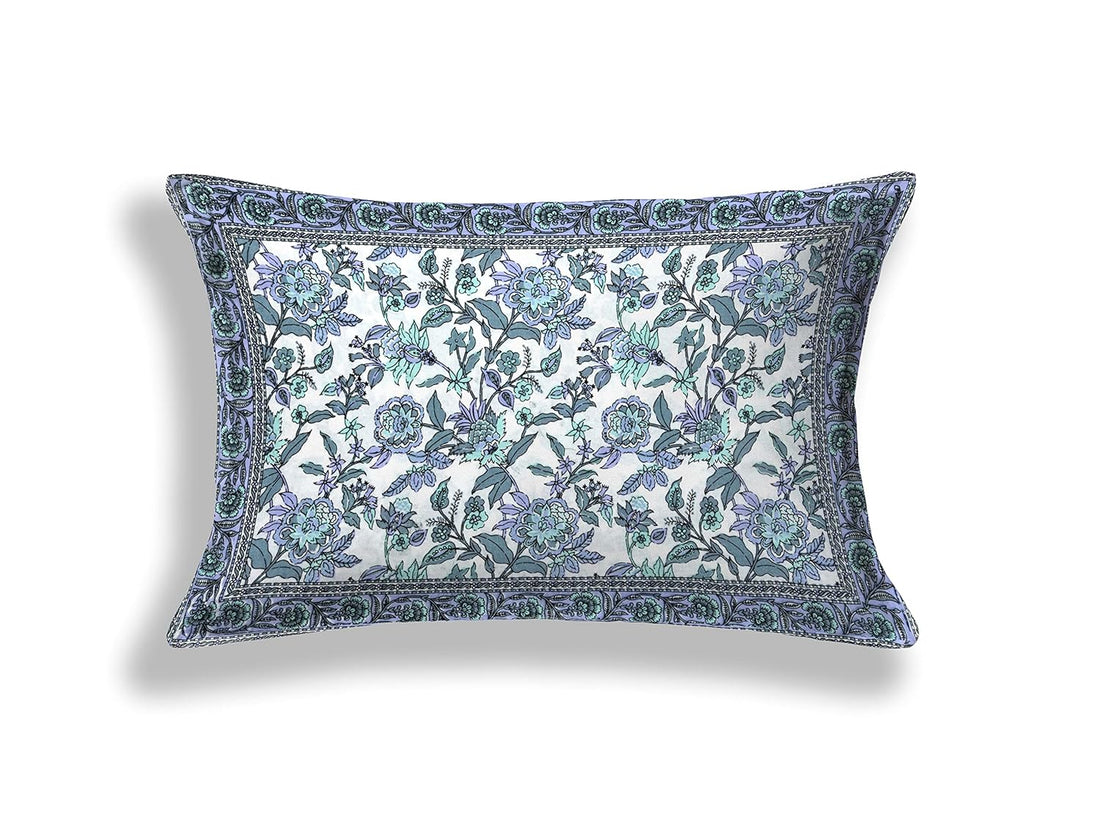Azure Bloom Hand Block Printed Cotton Single Bedsheet | 60x90 inches