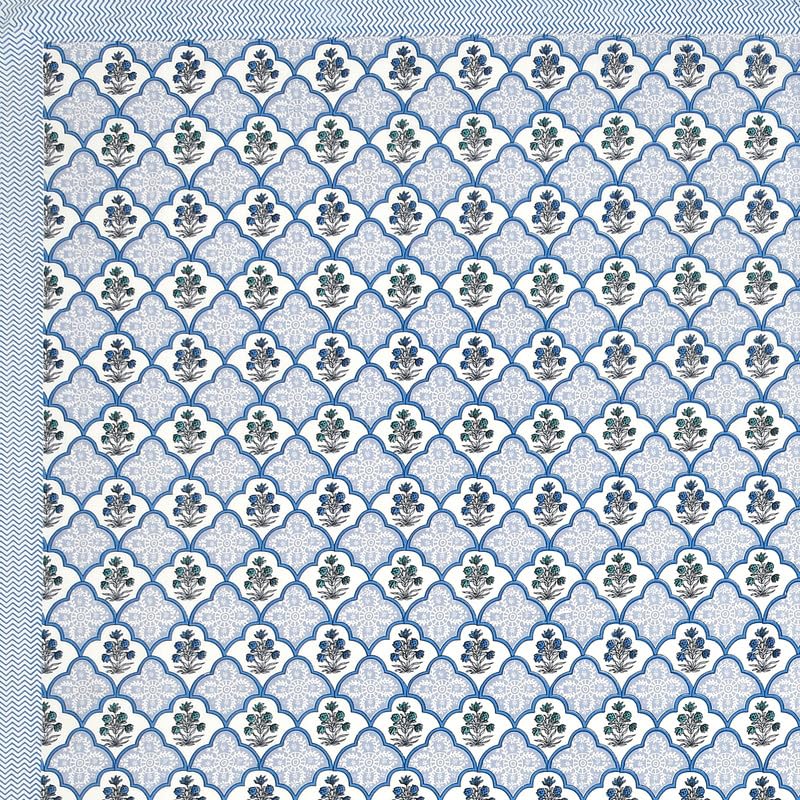 Blue Blossom Hand Block Printed Cotton King Bedsheet Set | 90×108 | 240 TC