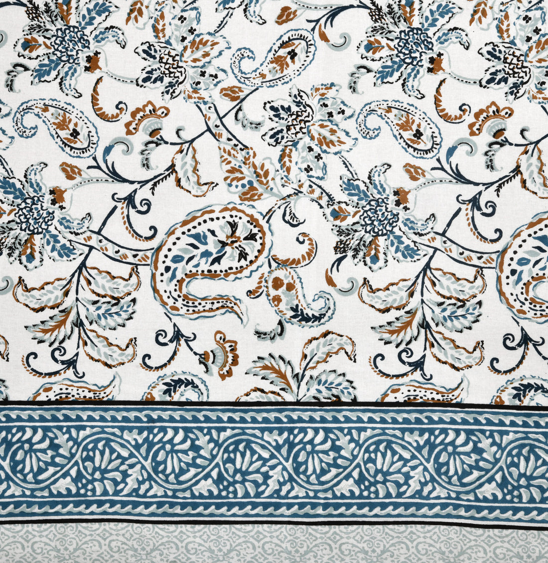 Blue Floral Feast Hand Block Printed Cotton Single Bedsheet | 60x90 inches