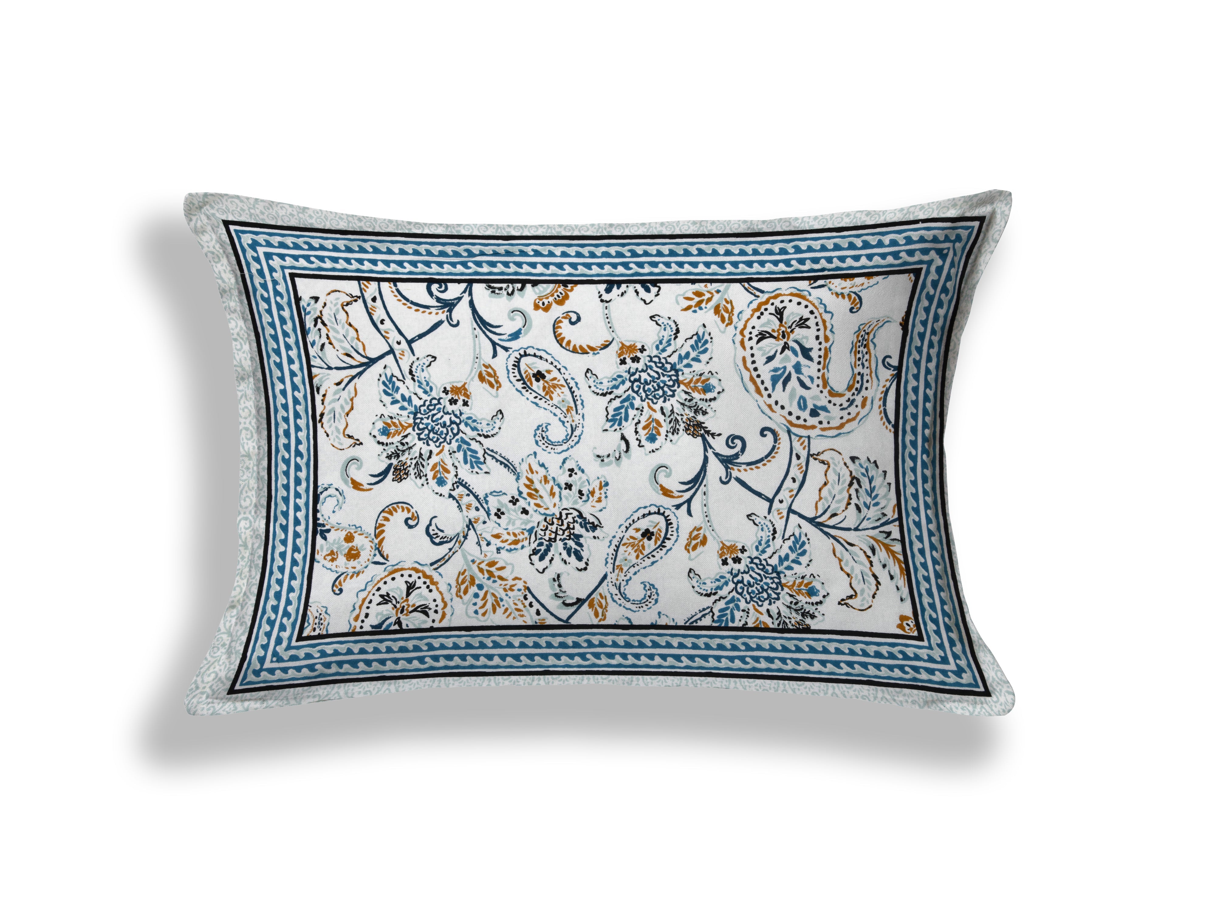 Blue Floral Feast Hand Block Printed Cotton Single Bedsheet | 60x90 inches