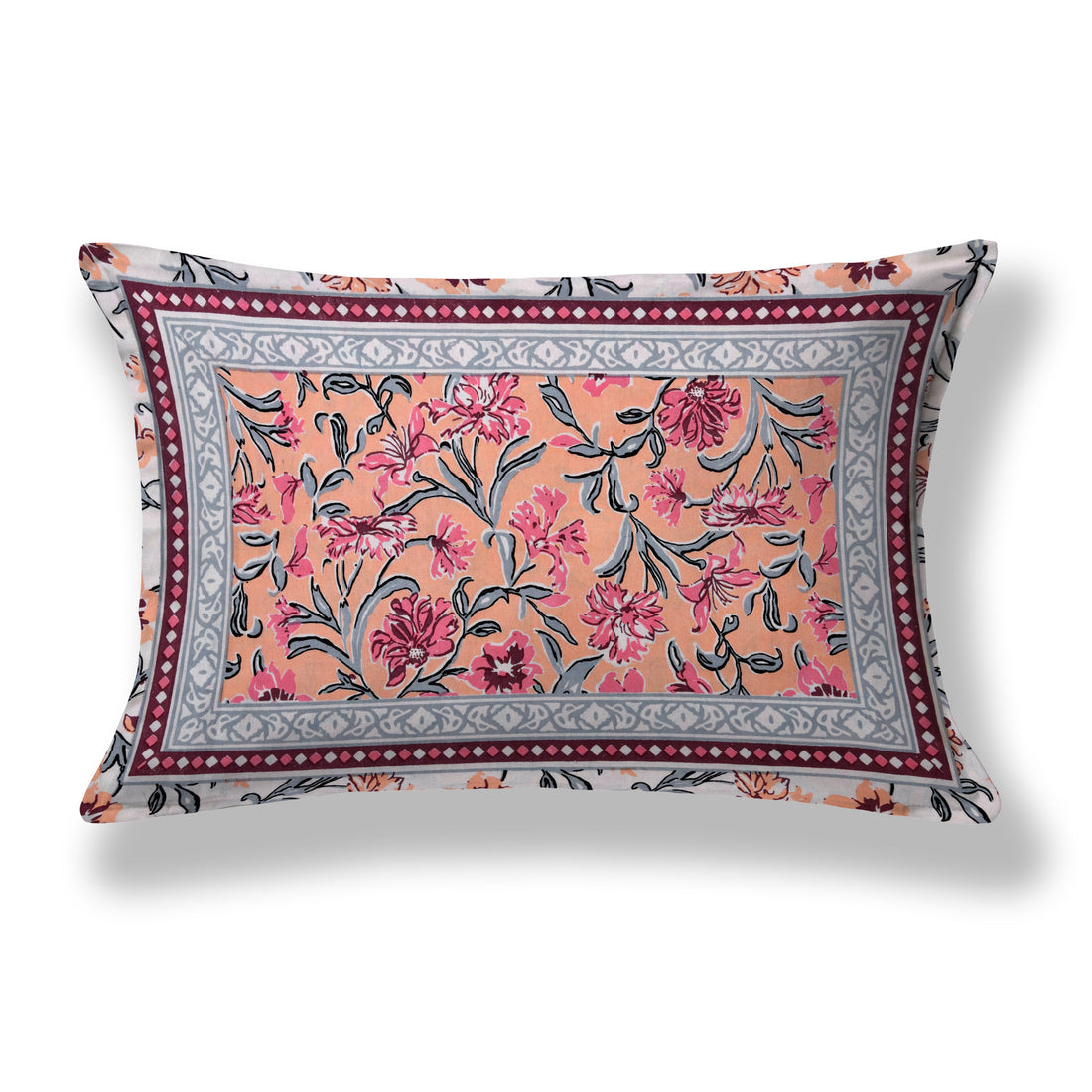 Blush Garden Hand Block Printed Cotton Single Bedsheet | 60x90 inches