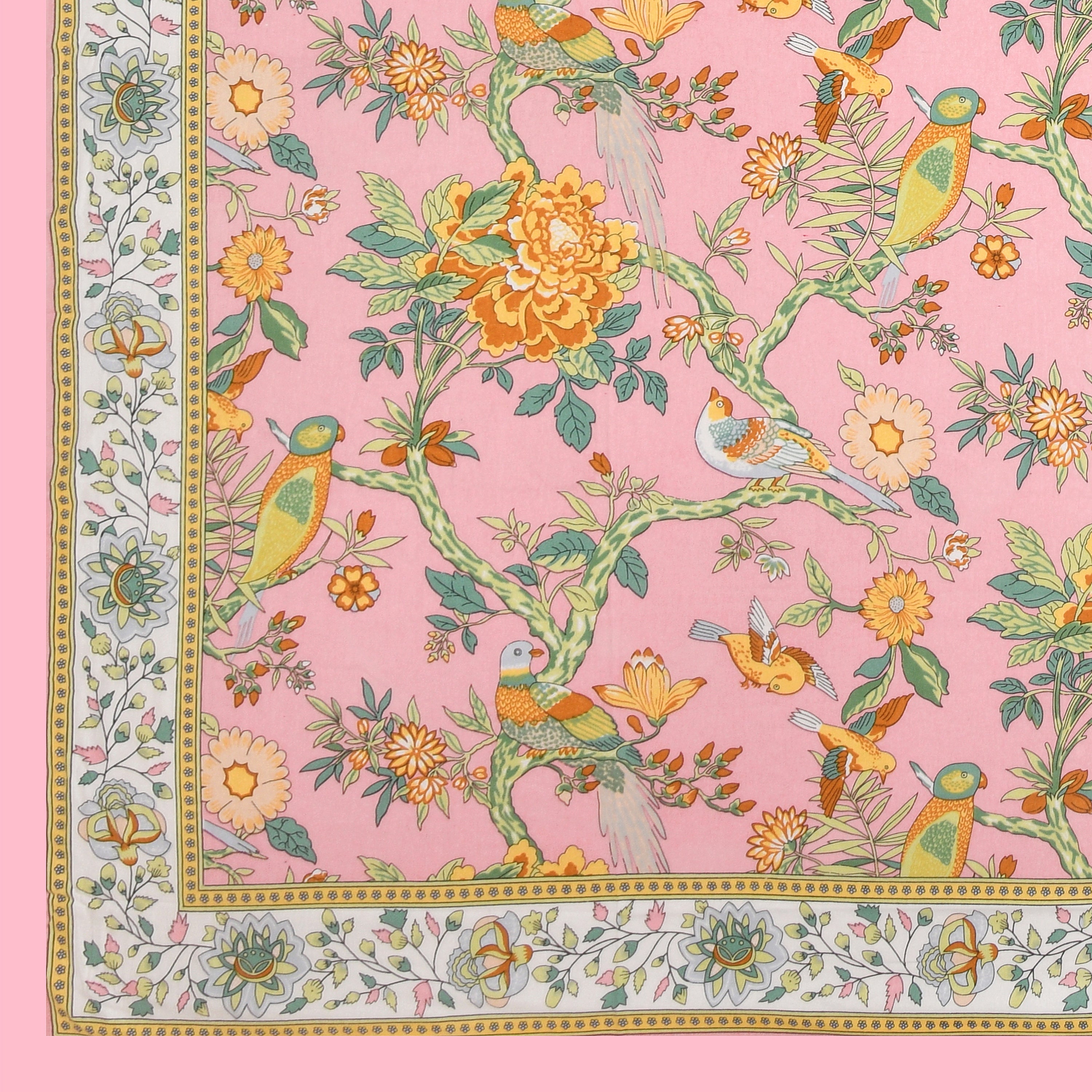 Gulabi Bagh Hand Block Printed Cotton Super King Bedsheet Set | 108x108 | 240 TC