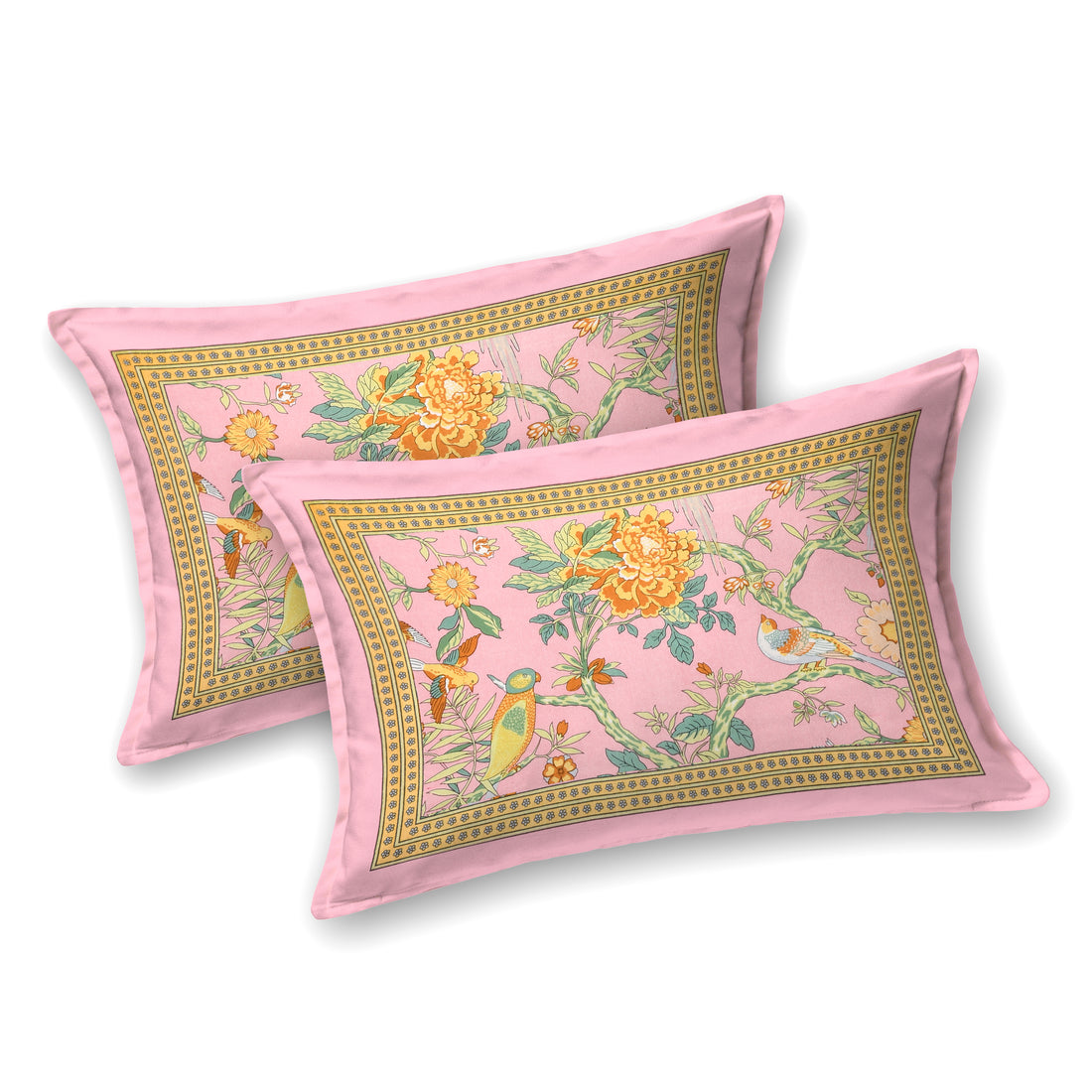 Gulabi Bagh Hand Block Printed Cotton Super King Bedsheet Set | 108x108 | 240 TC